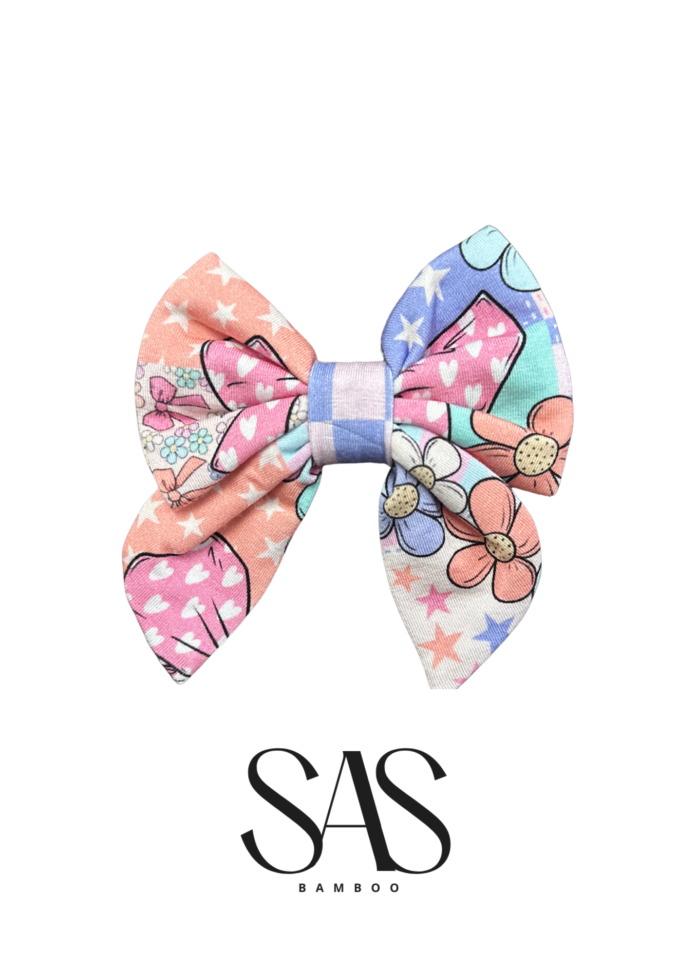 "Patchwork" Clip Bow (includes optional nylon headband)