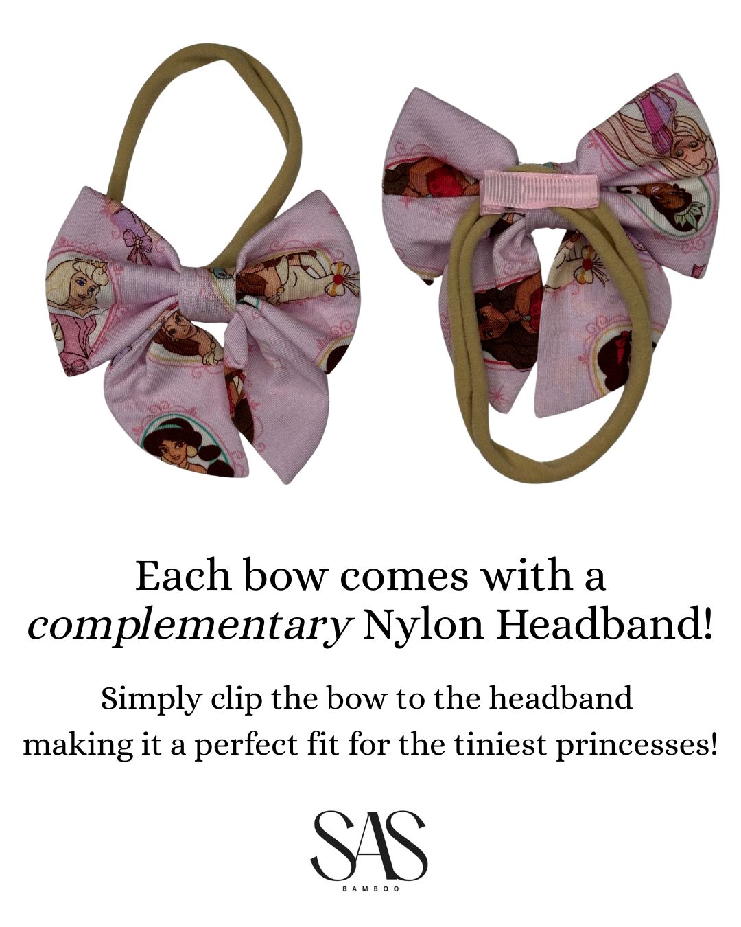 Princess Clip Bow (includes optional Nylon Headband)