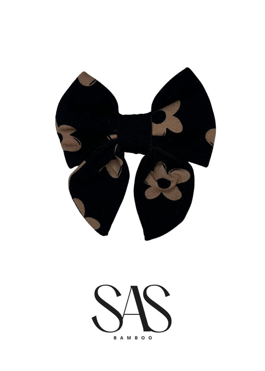 Checkered Floral Clip Bow (includes optional nylon headband)
