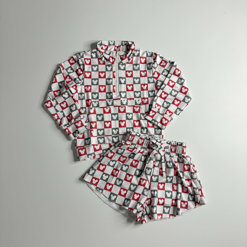 Checkered Christmas Quarter Zip Set