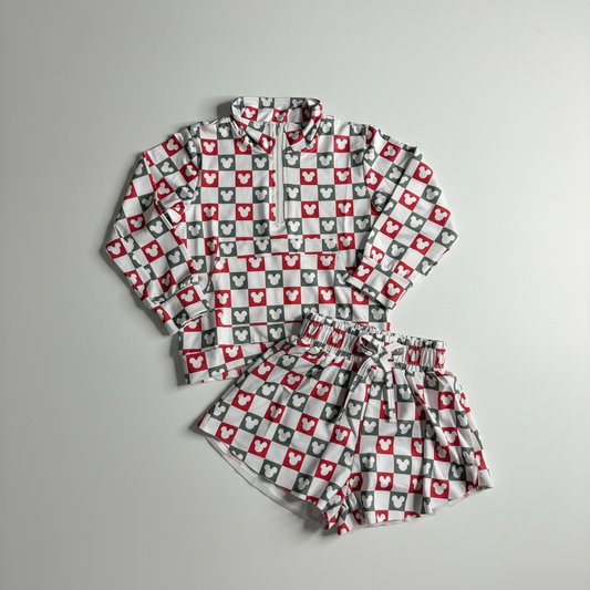 Checkered Christmas Quarter Zip Set