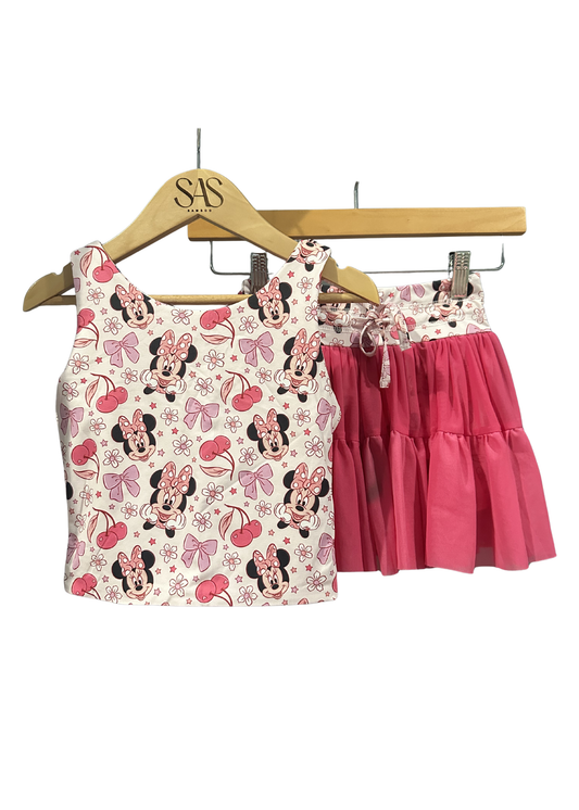 Top & Mesh Skort - Cherry (Pink)