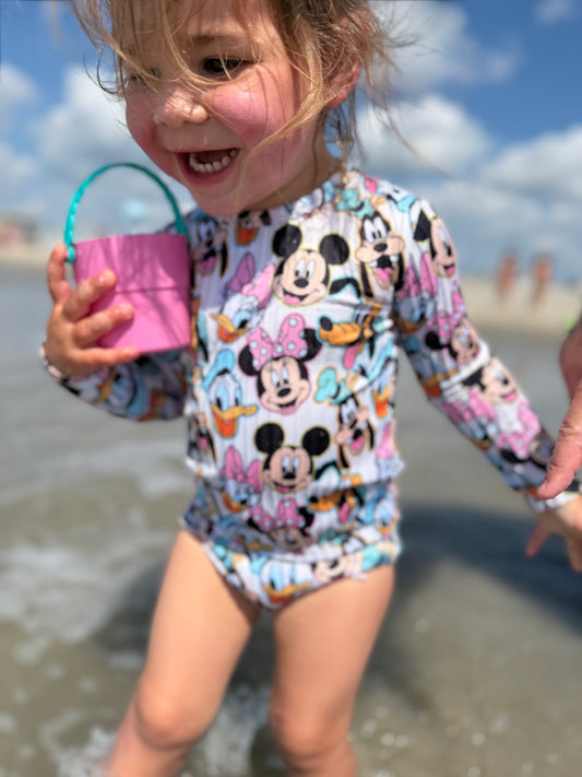 Mouse Girls Rash Guard Bathing Suit
