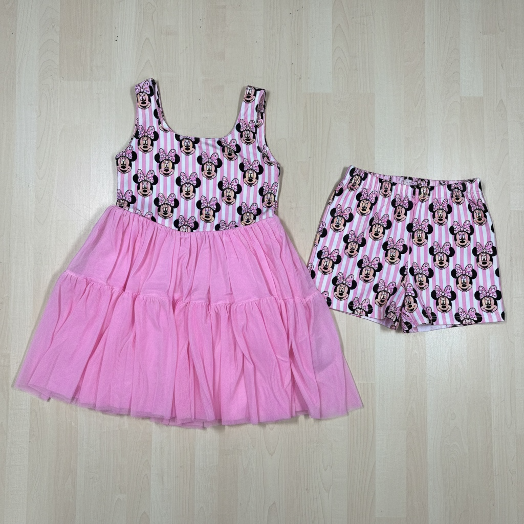 Pink Striped Mesh Mouse Dress