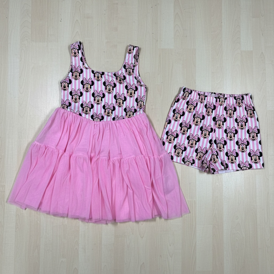 Pink Striped Mesh Mouse Dress