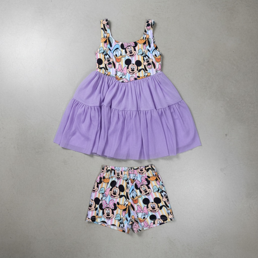 Purple Striped Mesh Friends Dress