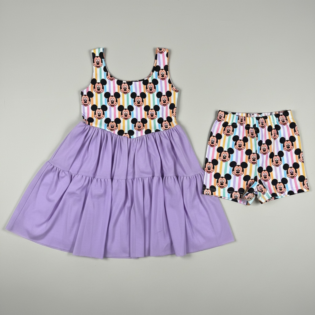 Purple Striped Mesh Mouse Dress